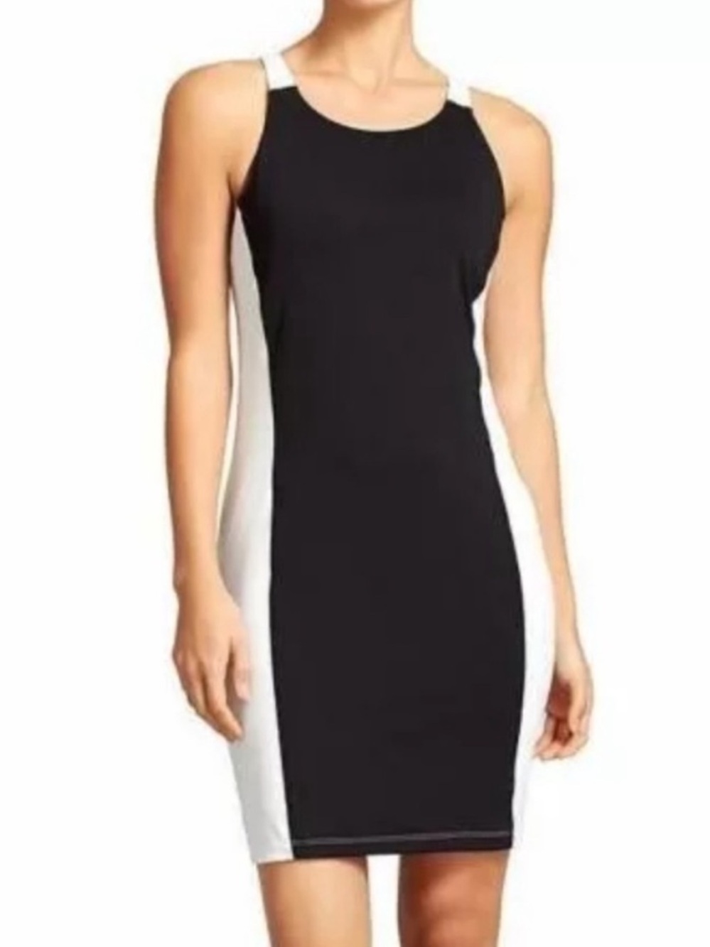 Athleta Black White One Piece Swimsuit summer L colorblock SWIBLBW dress Lycra